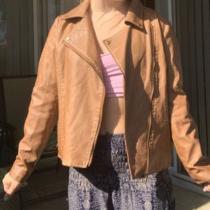 Brown Faux Leather Jacket - Size Small